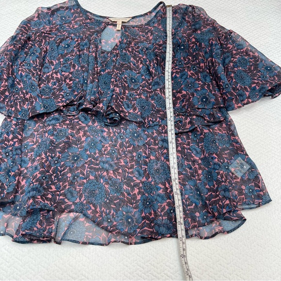 Rebecca Taylor Shibori Printed Blue Silk Ruffle Blouse Size S - Picture 12 of 12